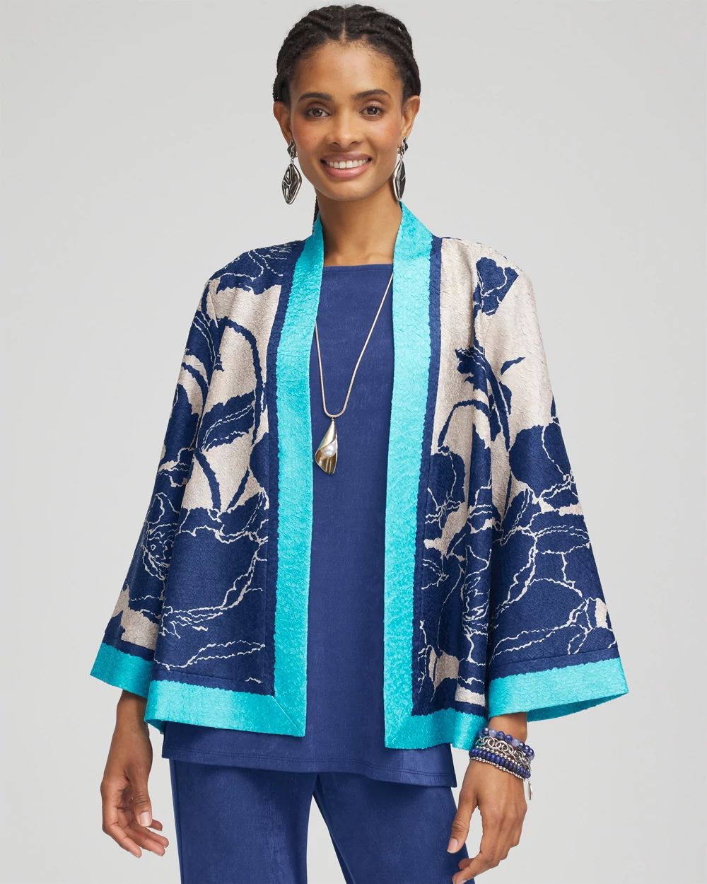 【送料込】 Travelers™ Collection Chico's | Jacket Crushed Floral Reversible ジャケット・アウター